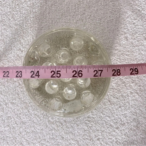 Vintage Clear Glass 13 Hole Flower  Frog Flower Holder Stem Holder Arrangement - Picture 10 of 11